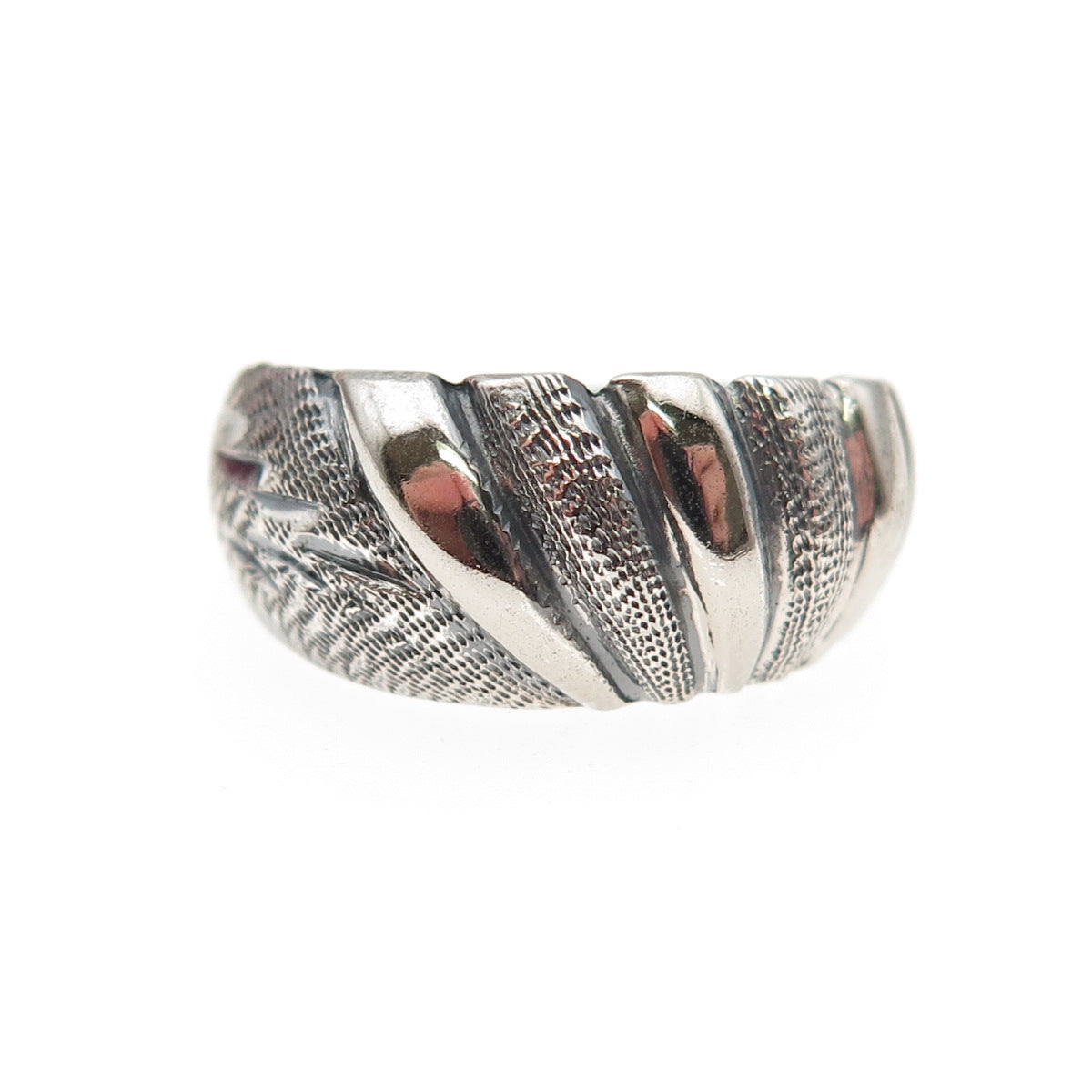925 Sterling Silver Vintage Italy Modernist Oxidized Ring Size 5.25
