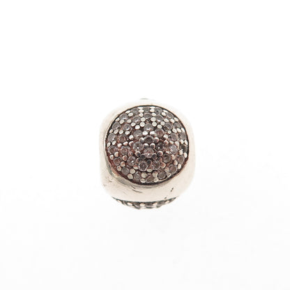 925 Sterling Silver Round-Cut C Z Slide Ball Bead Charm