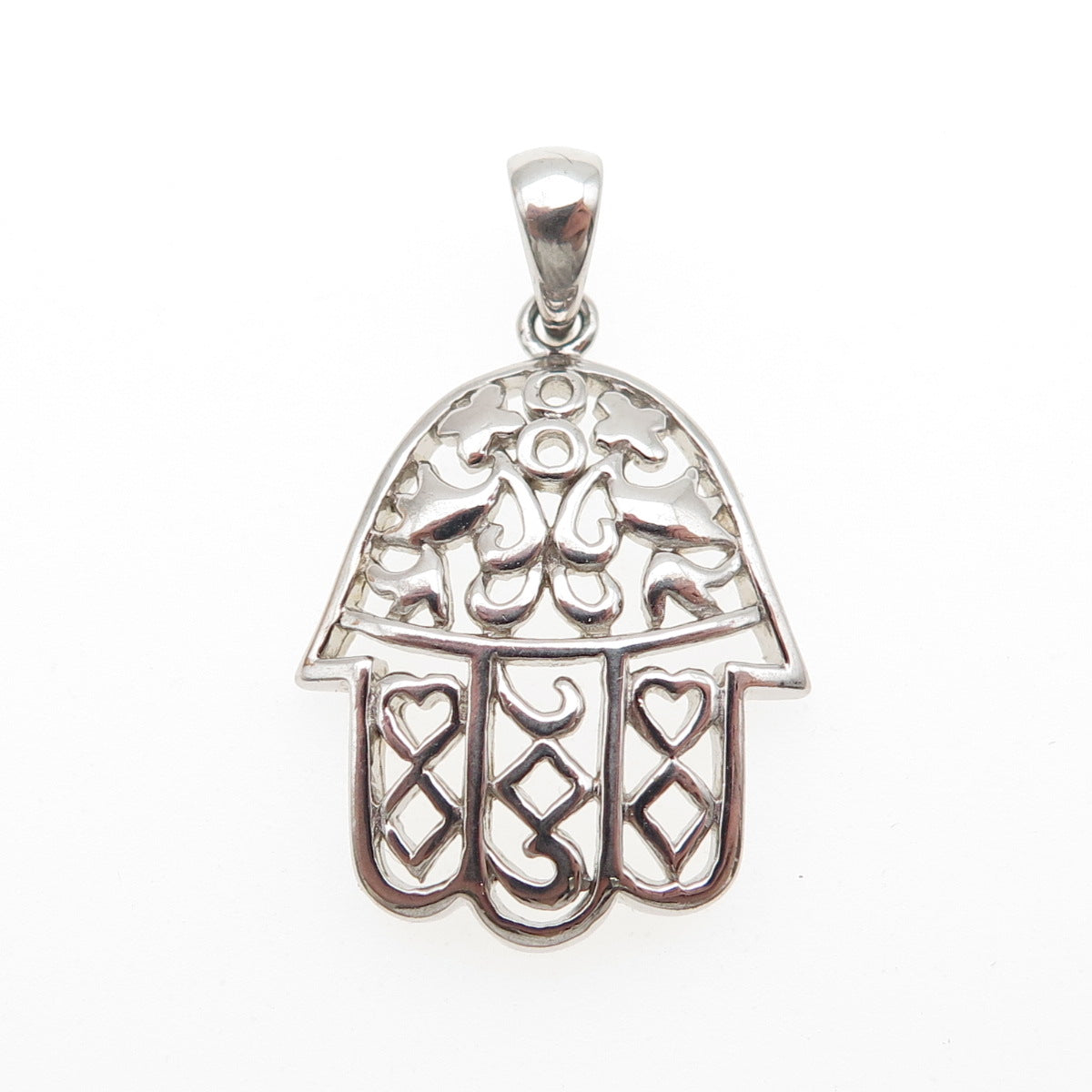 925 Sterling Silver Vintage Hamsa Amulet Charm Pendant