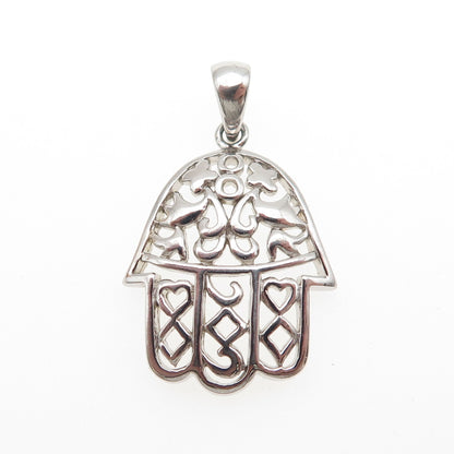 925 Sterling Silver Vintage Hamsa Amulet Charm Pendant