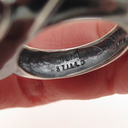 Emilia Castillo 925 Sterling Silver Vintage Mexico Snail Oxidized Ring Size 7.5