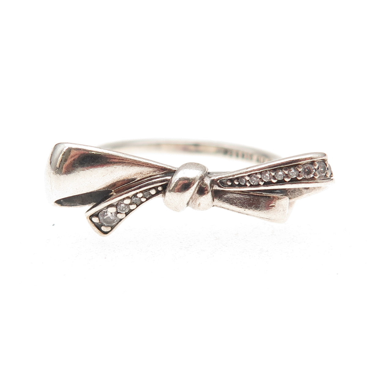 Pandora 925 Sterling Silver C Z Brilliant Bow Ring Size 5.5