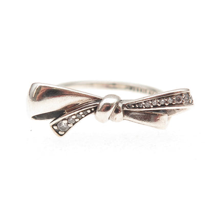 Pandora 925 Sterling Silver C Z Brilliant Bow Ring Size 5.5
