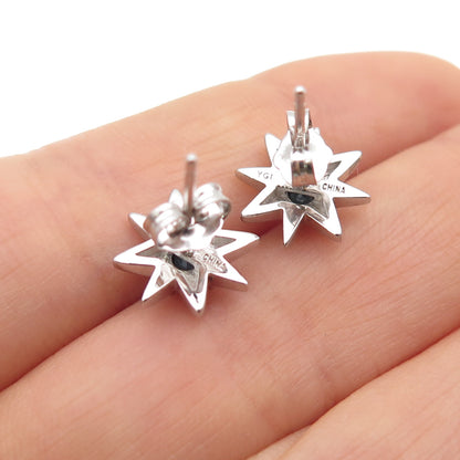 925 Sterling Silver Real Round-Cut Black Spinel Sun Stud Earrings