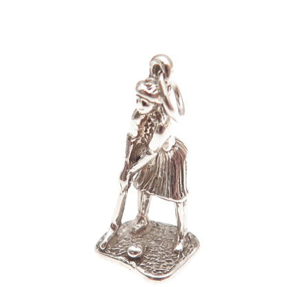 Sunwest 925 Sterling Silver Vintage Female Golf Player 3D Mini Charm Pendant