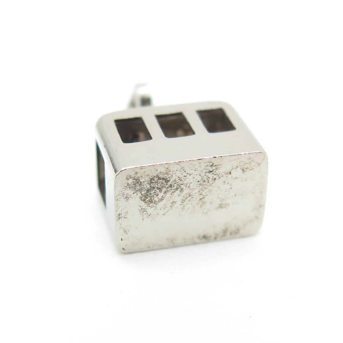 800 Silver Antique Art Deco Cable Car Minimalist Charm Pendant