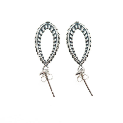 CAROLYN POLLACK American West Sterling Silver Vintage Feather Oxidized Earrings