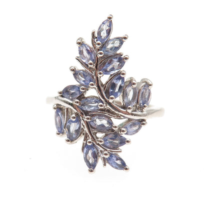 Chuck Clemency 925 Sterling Silver Real Marquise-Cut Tanzanite Ring Size 5.25