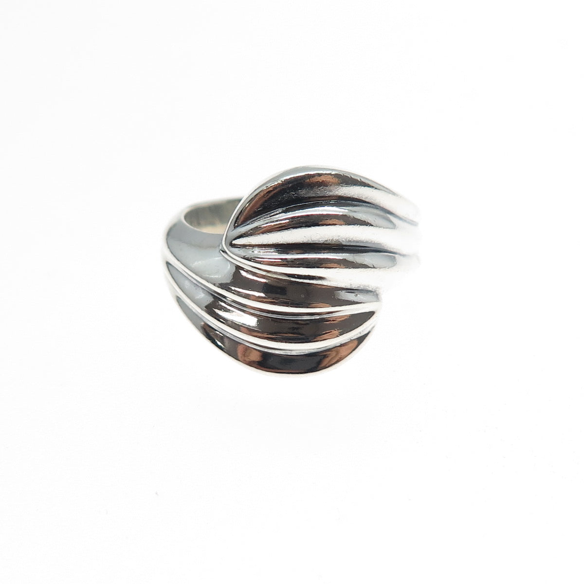 925 Sterling Silver Vintage Modernist Bypass Ring Size 6