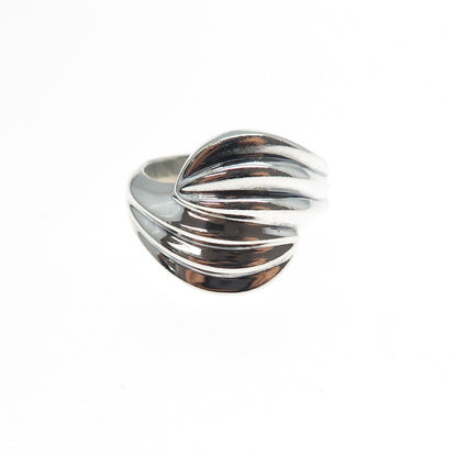 925 Sterling Silver Vintage Modernist Bypass Ring Size 6