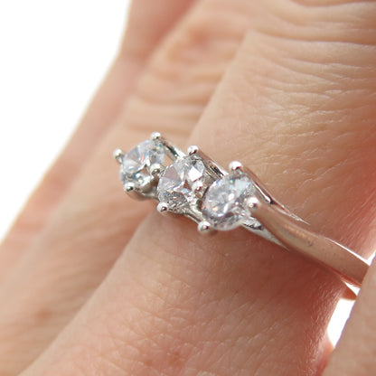 925 Sterling Silver Italy Round-Cut C Z Promise Ring Size 6.5