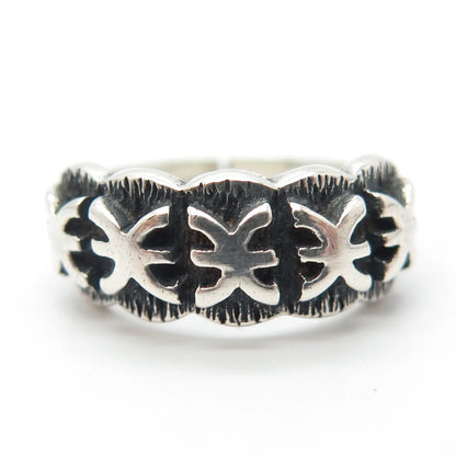925 Sterling Silver Vintage Chinese Character Adjustable Ring Size 5.75