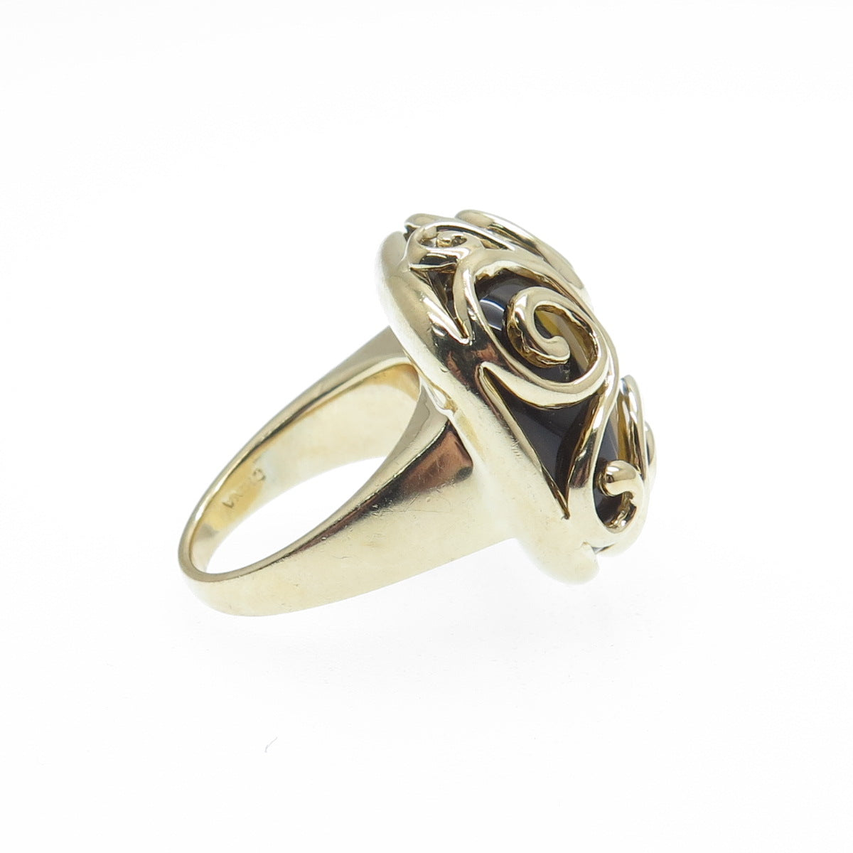 925 Sterling Silver Gold Plated Real Citrine Celtic Swirl Dome Ring Size 5.25