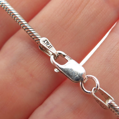925 Sterling Silver Vintage Italy Floral Circle Pendant Snake Chain Necklace 18"
