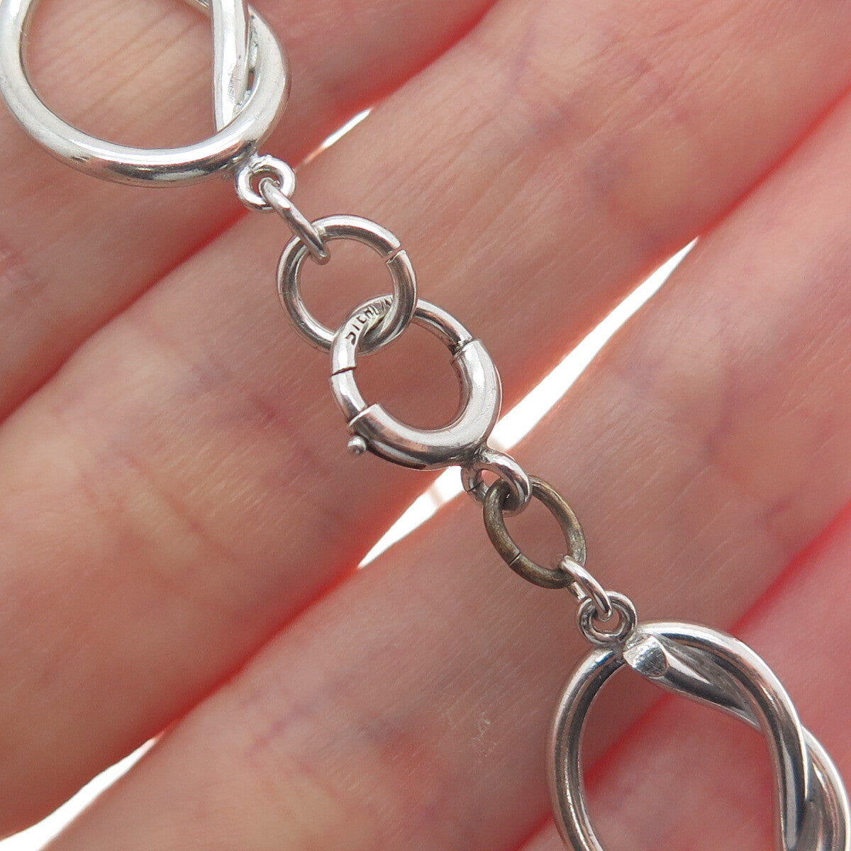 B. A. BALLOU & CO. Sterling Silver Antique Art Deco Love Knot Link Bracelet 6.5"