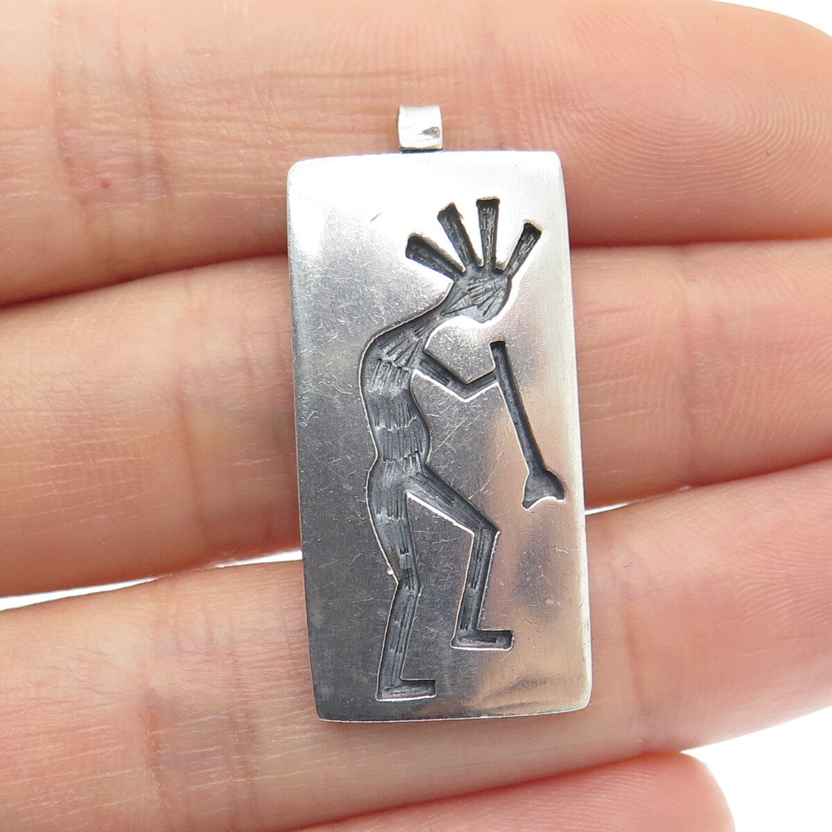 MARVIN C. LOMAHAFTEWA Old Pawn Sterling Silver Vintage Kokopelli Tribal Pendant