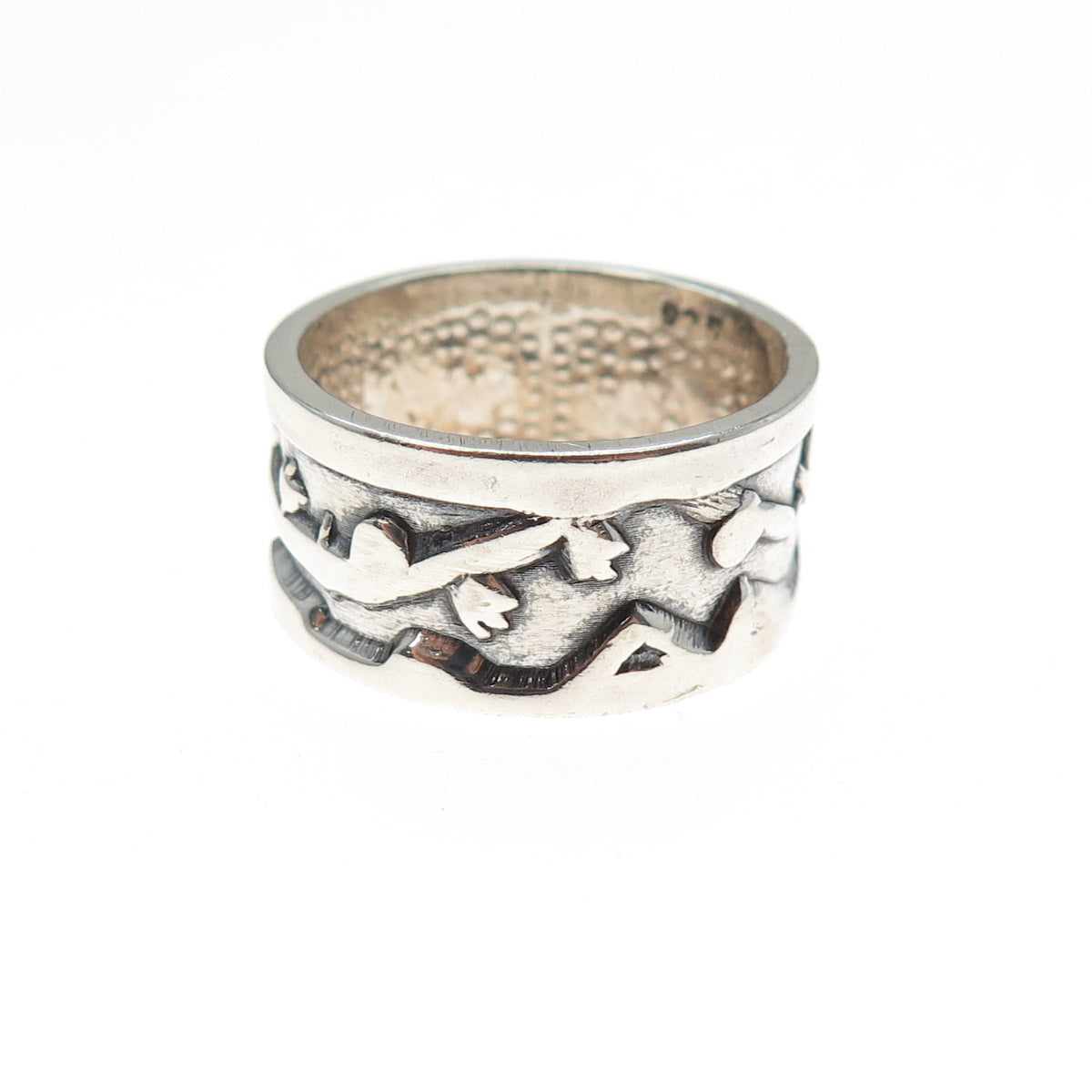 925 Sterling Silver Vintage Modernist Oxidized Band Ring Size 8