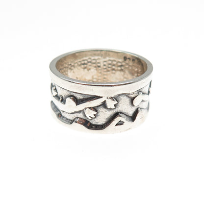 925 Sterling Silver Vintage Modernist Oxidized Band Ring Size 8