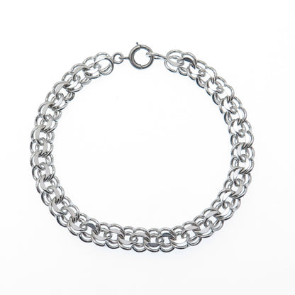 925 Sterling Silver Antique Art Deco Bismark Link Bracelet 7.5"