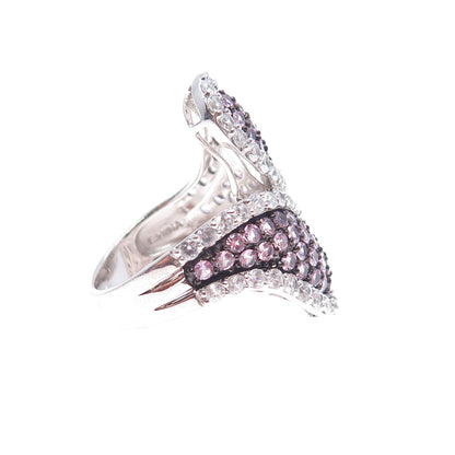 CLYDE DUNEIER 925 Sterling Silver Real Lavender & White Sapphire Ring Size 7.25