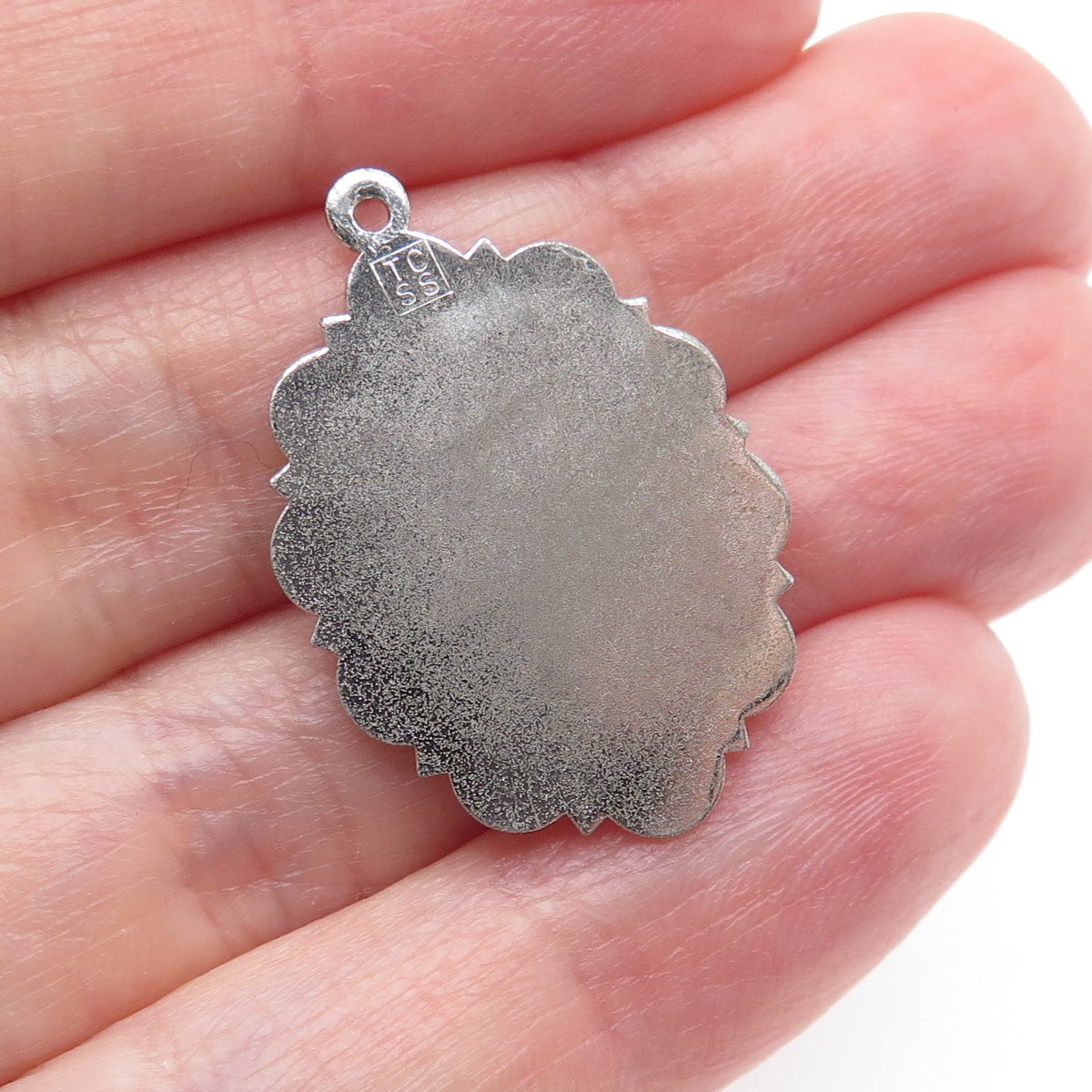 TOWN & COUNTRY 925 Sterling Silver Antique Rhinestone Flower To Mother Pendant