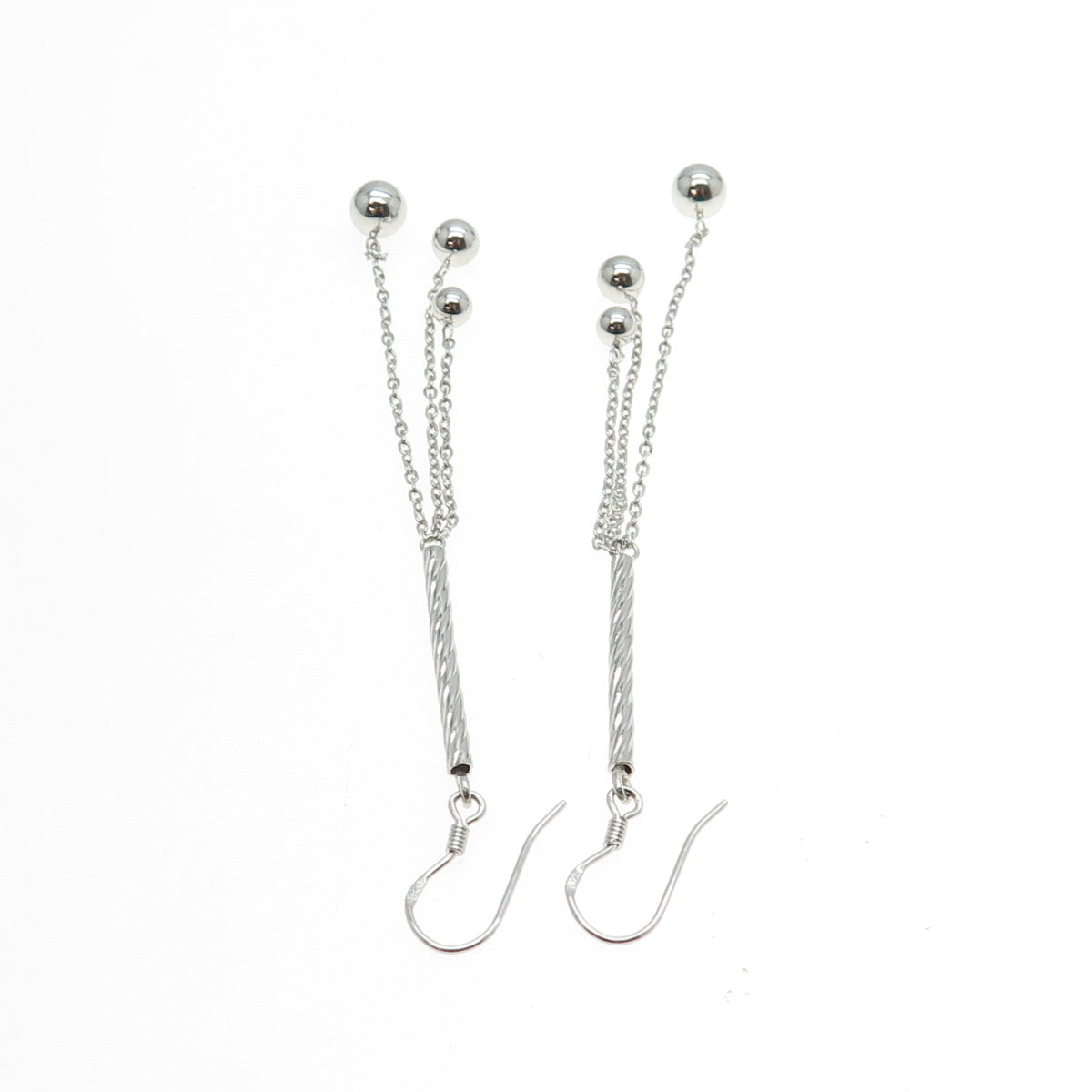 925 Sterling Silver Ball Chain Dangling Hook Earrings