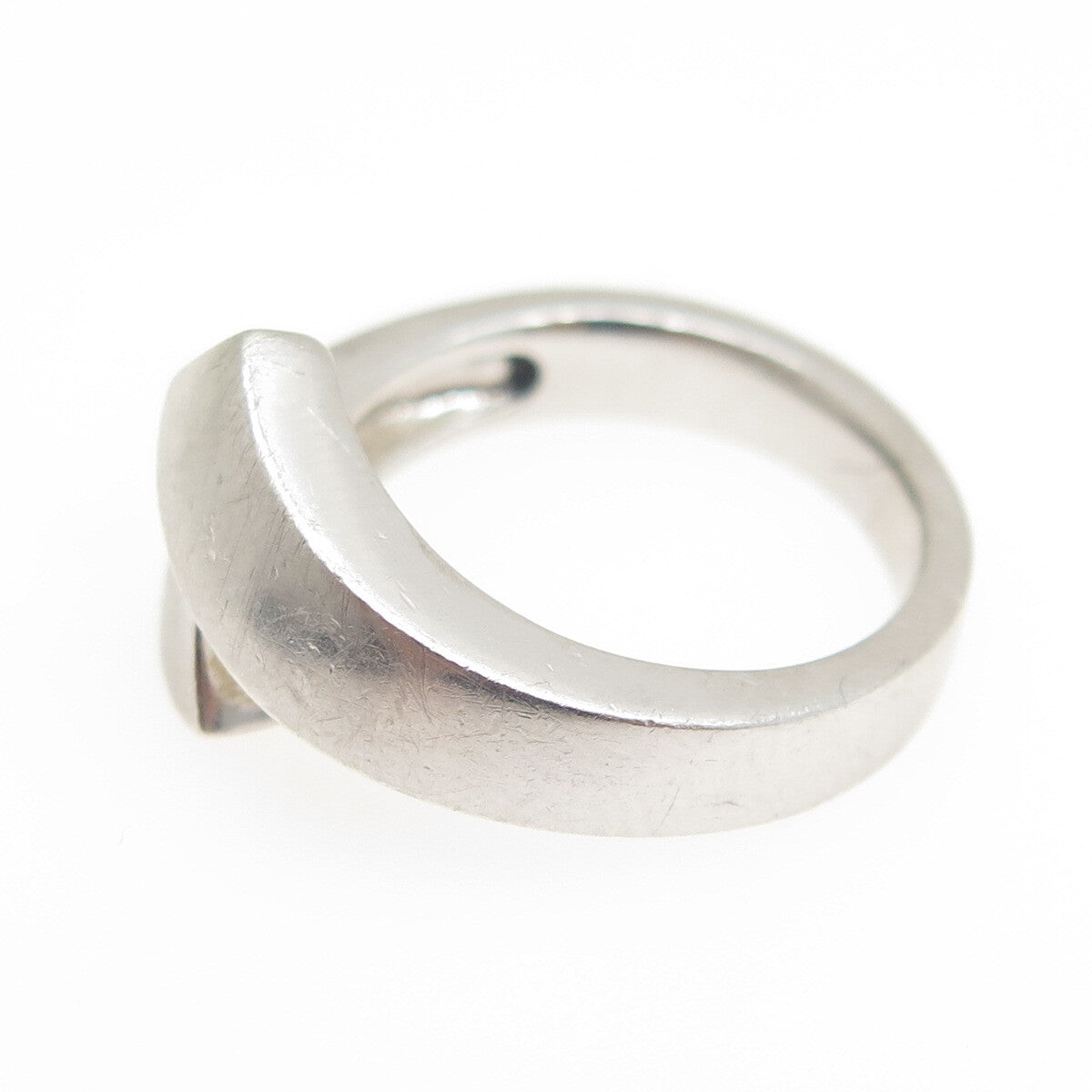 925 Sterling Silver Vintage Modernist Bypass Ring Size 7.25