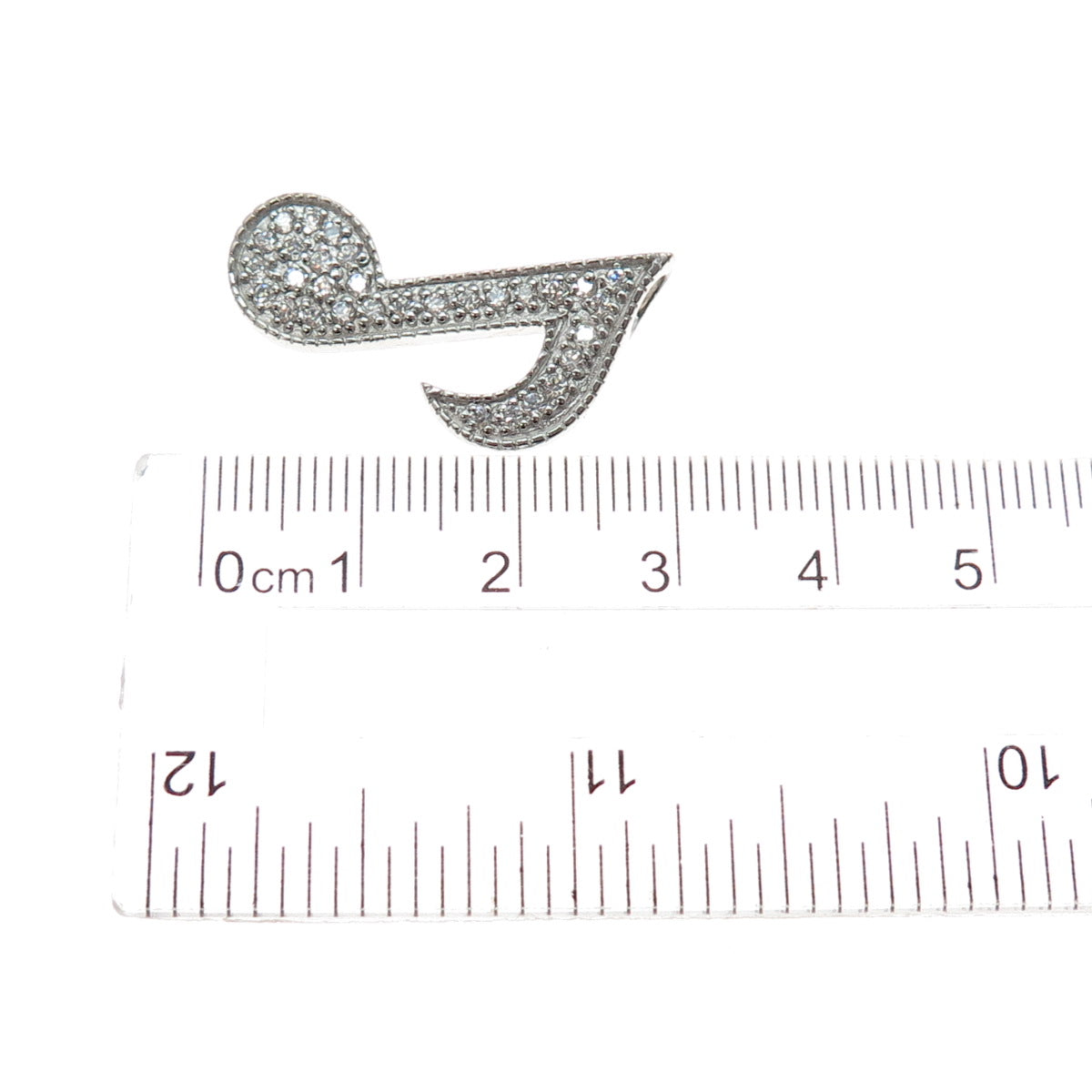 925 Sterling Silver Round-Cut C Z Music Note Slide Charm Pendant