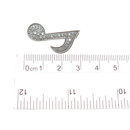 925 Sterling Silver Round-Cut C Z Music Note Slide Charm Pendant