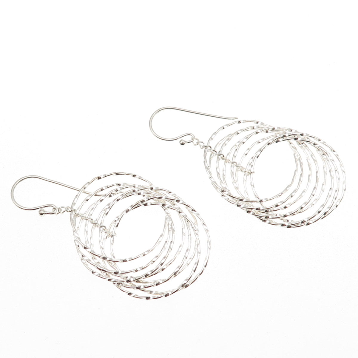 925 Sterling Silver Interlocked Circle Dangle Earrings