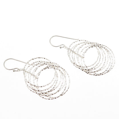 925 Sterling Silver Interlocked Circle Dangle Earrings