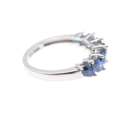 925 Sterling Silver Marquise-Cut Blue C Z Ring Size 7.25
