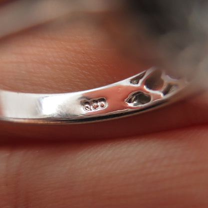 925 Sterling Silver Real Diamond & Blue Topaz Ring Size 7.25