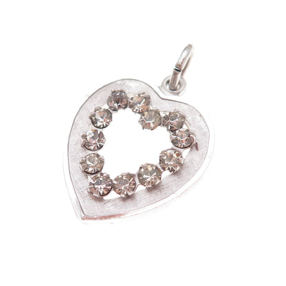 Tru-Kay 925 Sterling Silver Antique Art Deco Rhinestone Heart Charm Pendant