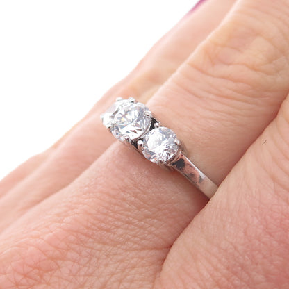 925 Sterling Silver Round-Cut C Z Engagement Ring Size 7.25