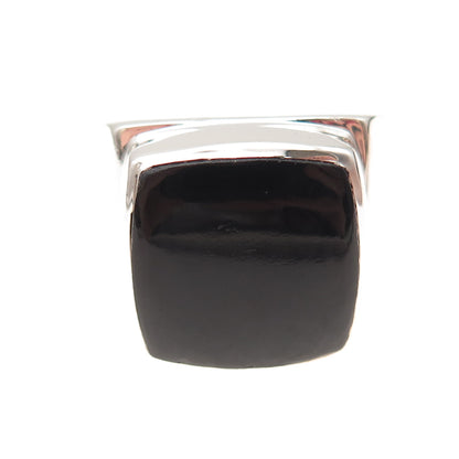 925 Sterling Silver Vintage Real Black Onyx Modernist Ring Size 10.25