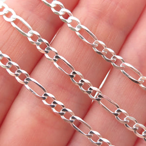 925 Sterling Silver Vintage Italy Figaro Chain Necklace 24"