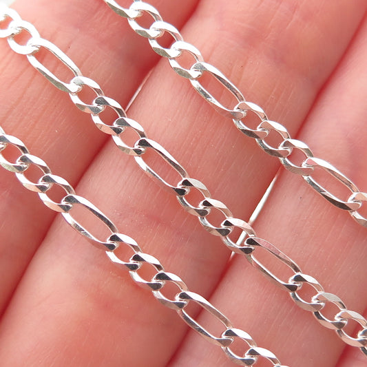 925 Sterling Silver Vintage Italy Figaro Chain Necklace 24"
