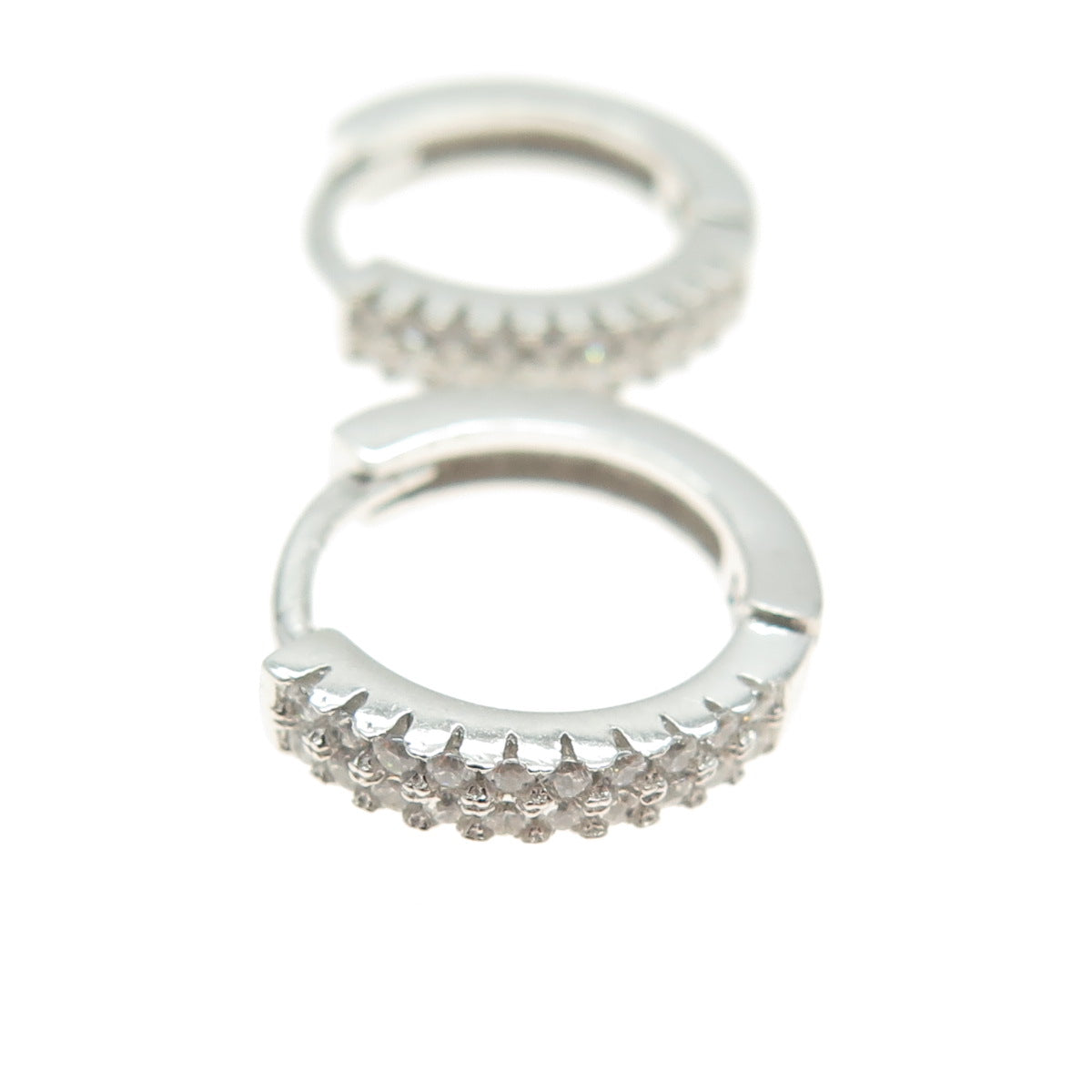 925 Sterling Silver Round-Cut C Z Hoop Earrings