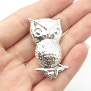 925 Sterling Silver Vintage Wise Owl Pin Brooch