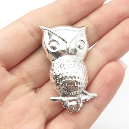 925 Sterling Silver Vintage Wise Owl Pin Brooch