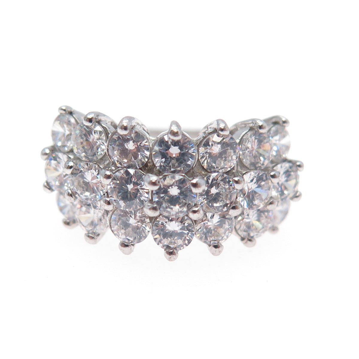 925 Sterling Silver Round-Cut C Z Sparkle Ring Size 7