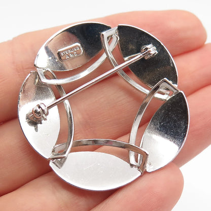 925 Sterling Silver Vintage A&Z Textured Pin Brooch