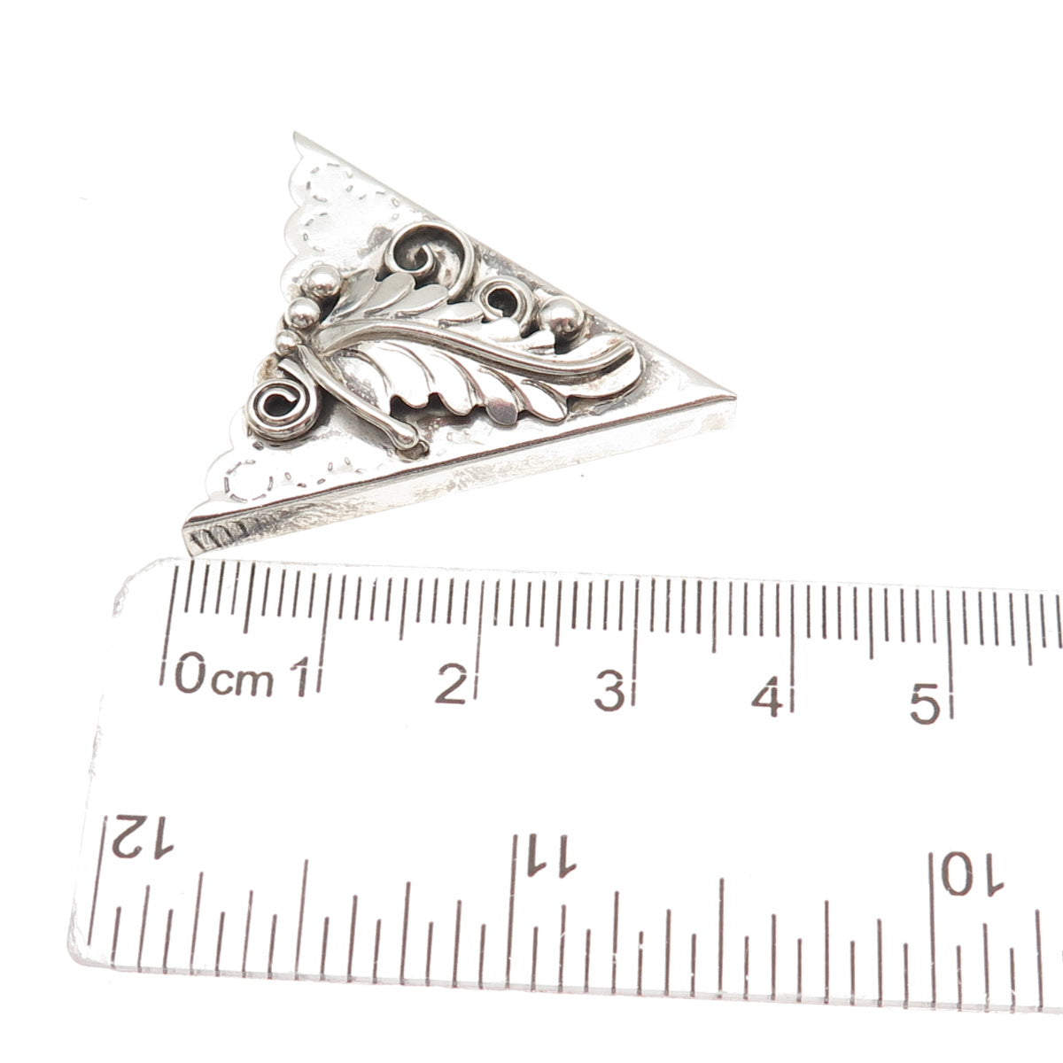 Old Pawn Sterling Silver Vintage Southwestern Feather Oxidized Tribal Belt Tip