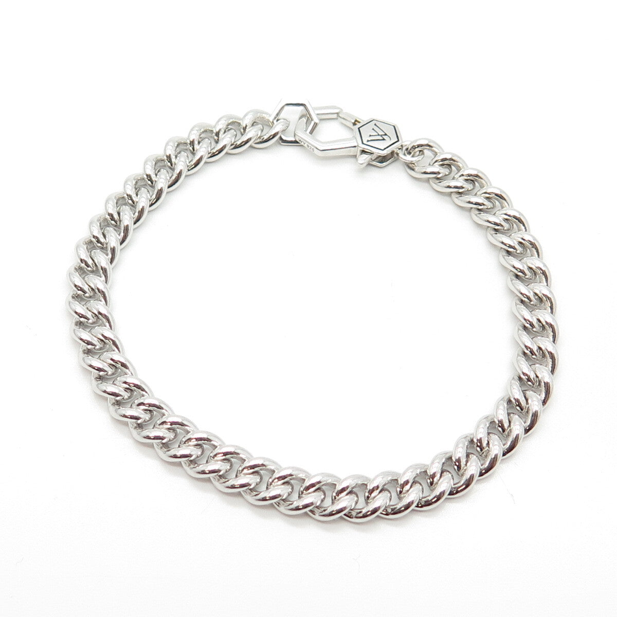 925 Sterling Silver With You Lockets Curb Link Bracelet 6.75"