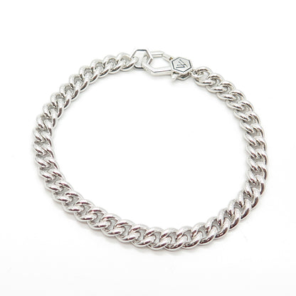 925 Sterling Silver With You Lockets Curb Link Bracelet 6.75"