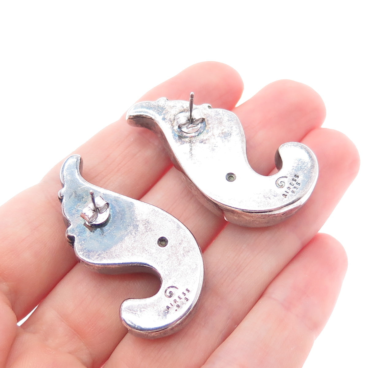 AIRIESS 925 Sterling Silver Vintage Modernist Oxidized Earrings