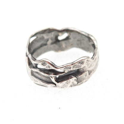 925 Sterling Silver Vintage Modernist Oxidized Band Ring Size 7.5