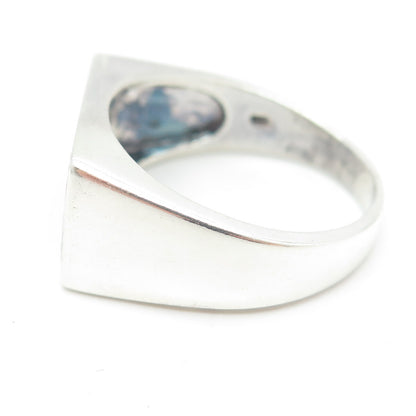 925 Sterling Silver Vintage Rainbow Enamel "Happy Pride" Ring Size 12.25