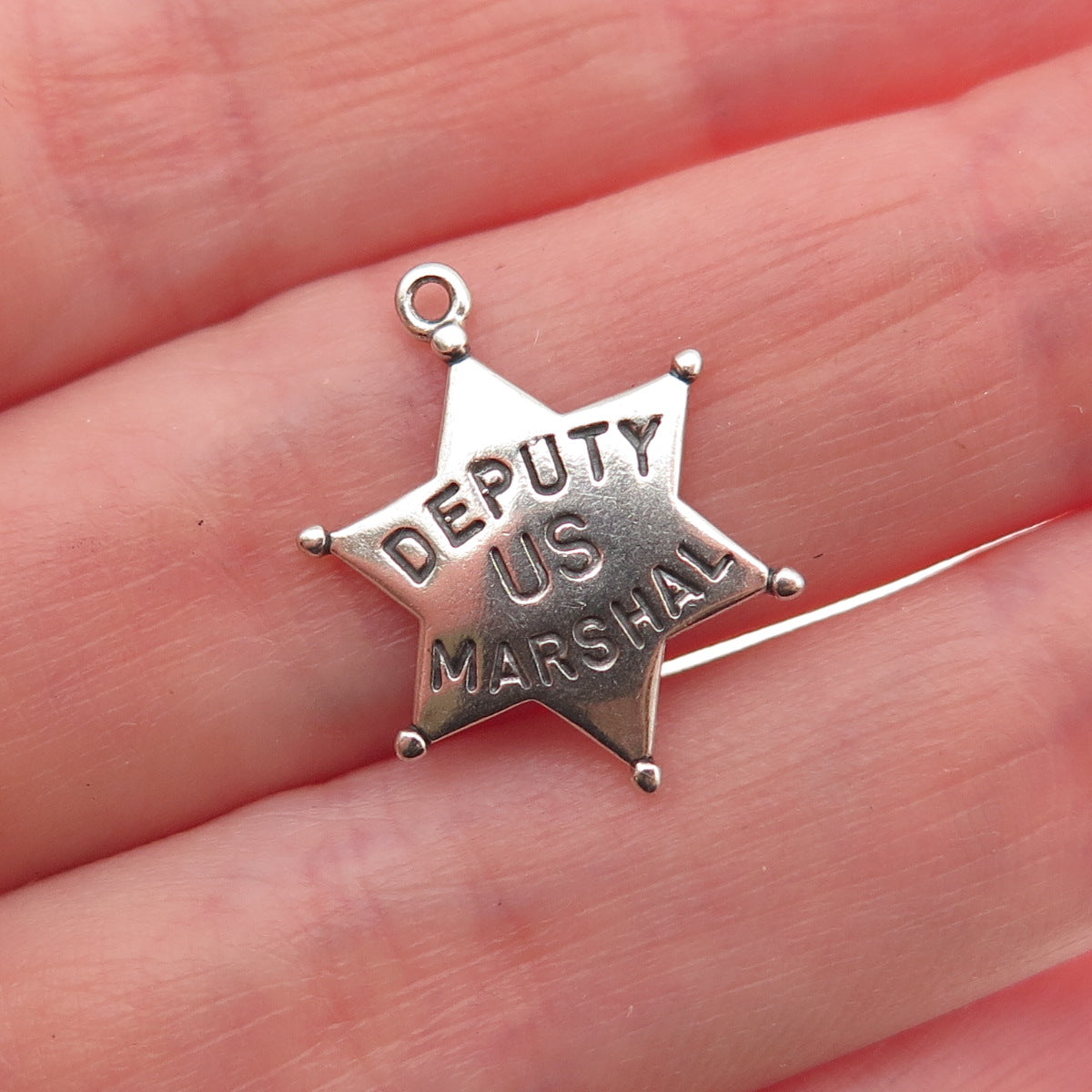 925 Sterling Silver Vintage 1980 Deputy US Marshal Star Mini Charm Pendant